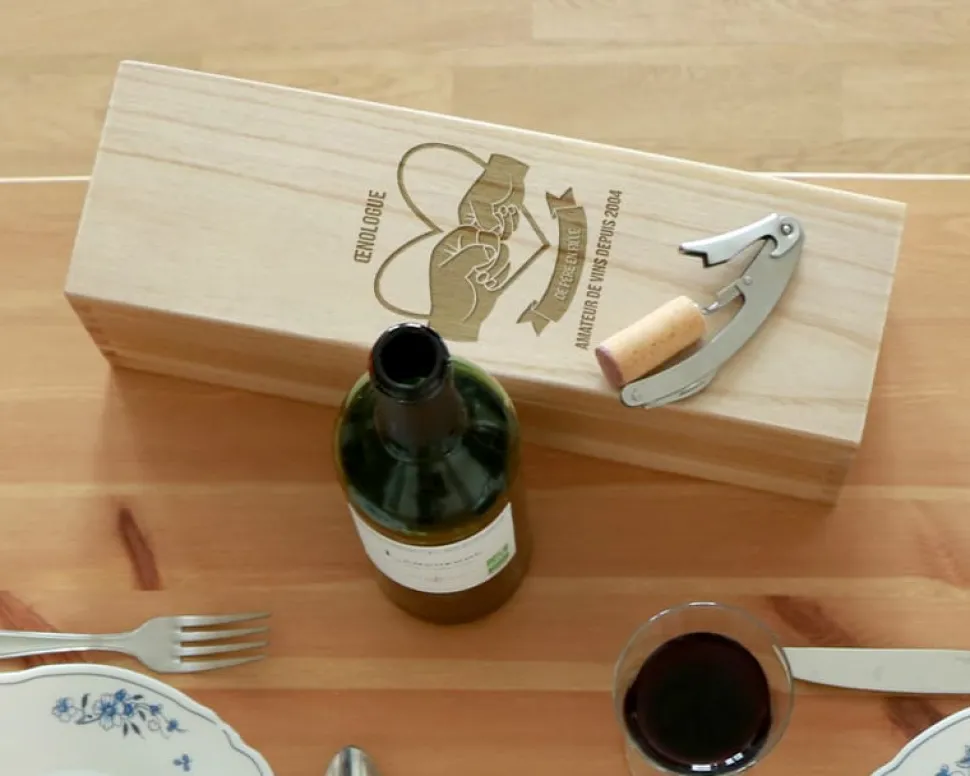 Caisse à vin personnalisée papa - De Père en Fils / Fille
