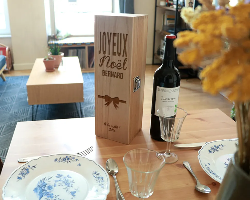 Caisse à vin personnalisée Noël