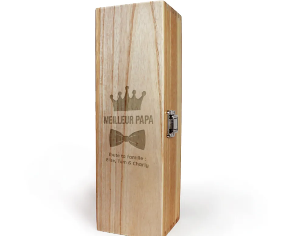Caisse à vin personnalisée en bois - Papa Royal