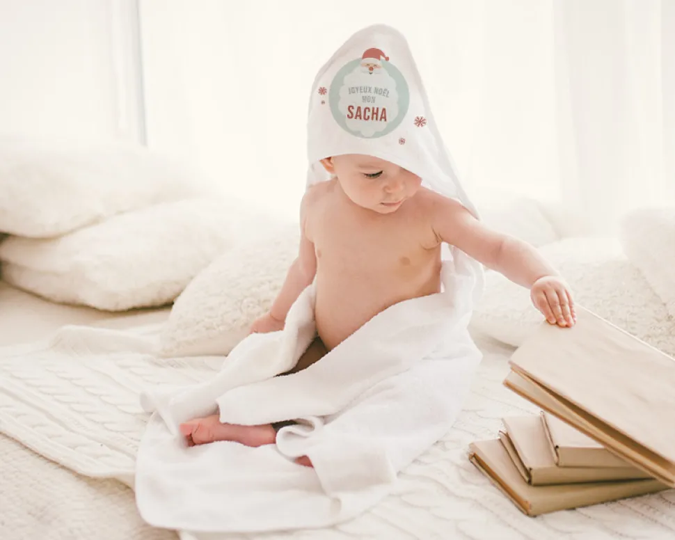Cape de bain bébé personnalisable - Mon Premier Noël