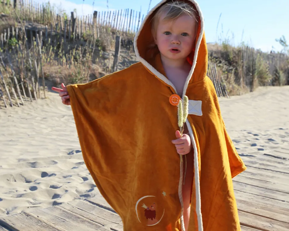 Cape de bain personnalisée brodée - Lion Safran