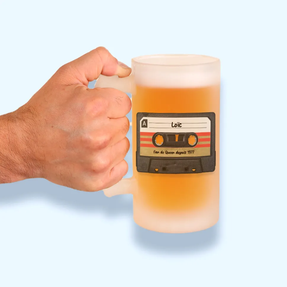 Chope bière personnalisé - Retro K7 audio