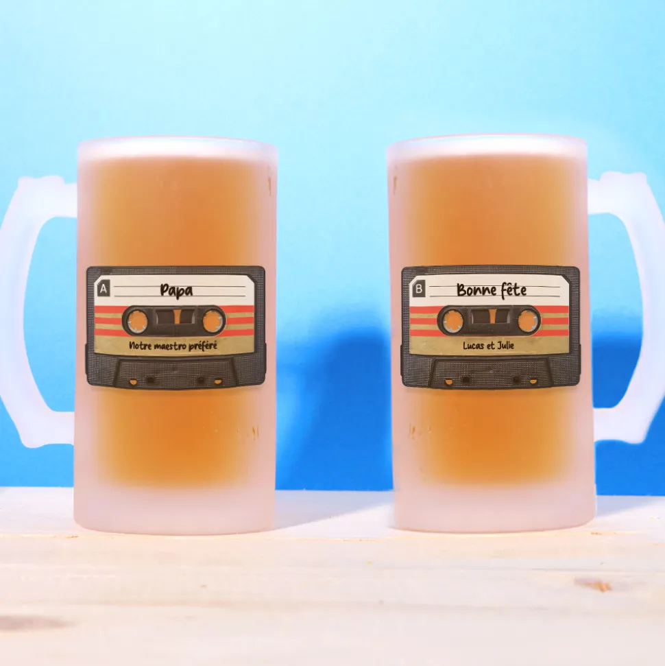 Chope bière personnalisé - Retro K7 audio