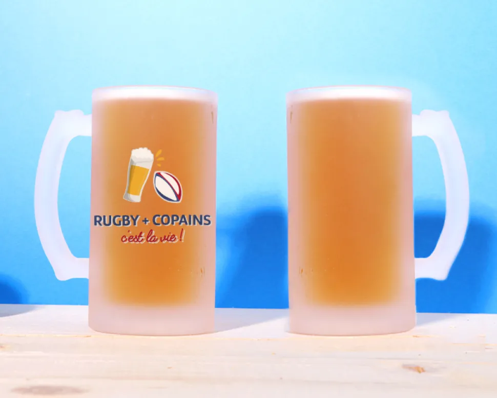 Chope de bière personnalisée - Apéro Rugby