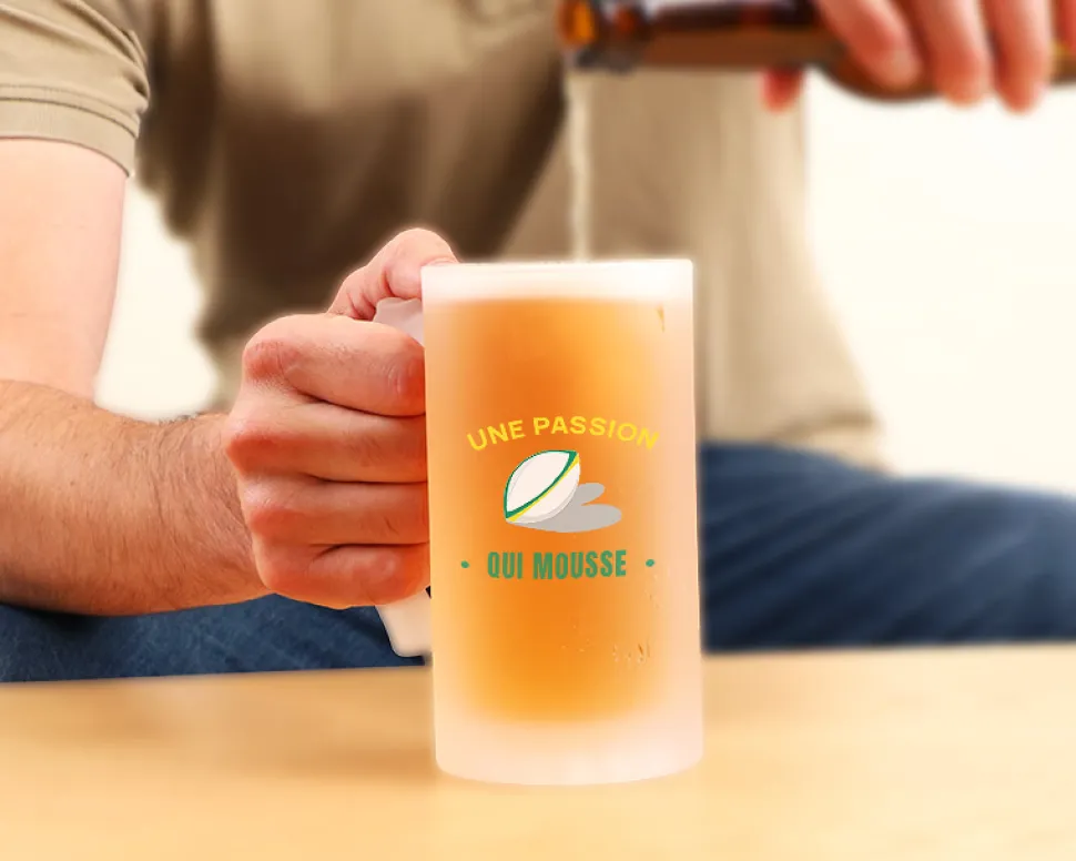 Chope de bière personnalisée - Passion Rugby