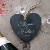 Coeur Ardoise à suspendre Mariage