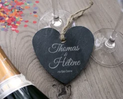 Coeur Ardoise à suspendre Mariage
