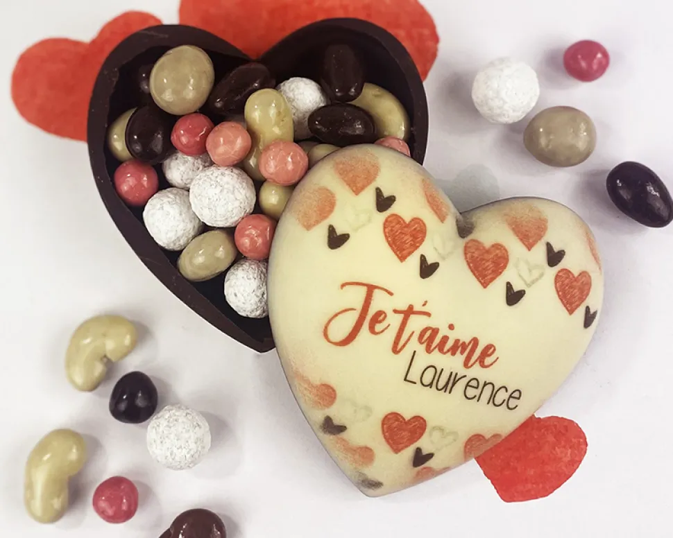 Coeur tout chocolat personnalisé - Amour