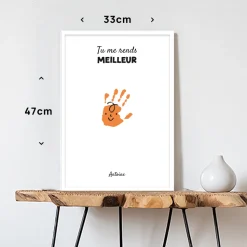 Coffret affiche et bouteille de vin personnalisées - Empreintes pour papa