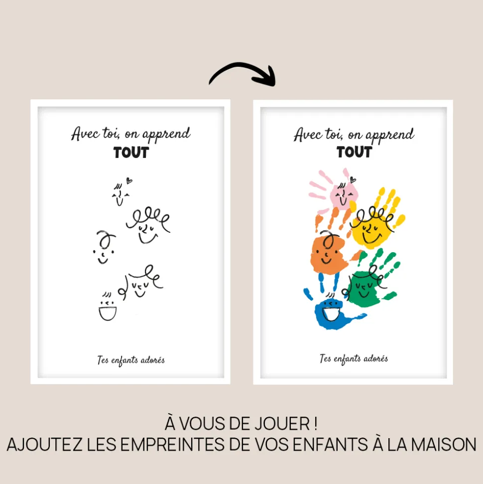 Coffret affiche et mug personnalisés - Empreintes pour papa