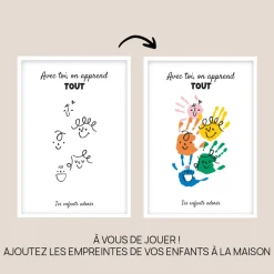 Coffret affiche et porte clés personnalisés - Empreintes pour papa
