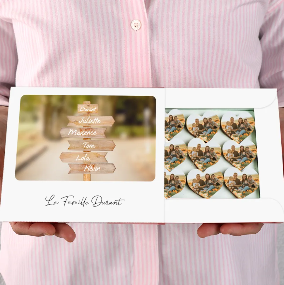 Coffret de chocolats personnalisés photo en forme de coeur - Destination Bohème