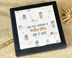 Coffret de dragées cœur caramel Personnalisable - Noël