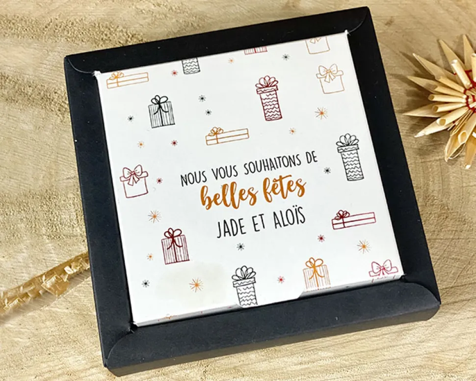 Coffret de dragées cœur caramel Personnalisable - Noël