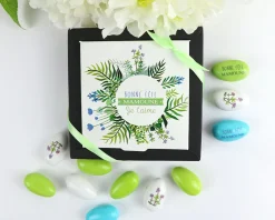 Coffret de dragées cœur caramel Personnalisable - Collection Fleurie