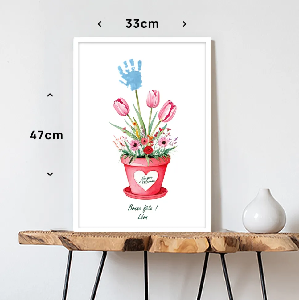 Coffret personnalisé affiche et vase cubique - Empreintes