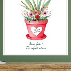 Coffret personnalisé affiche et vase cubique - Empreintes