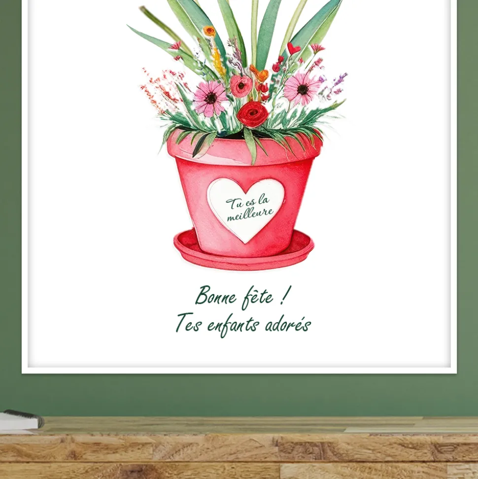 Coffret personnalisé affiche et vase cubique - Empreintes