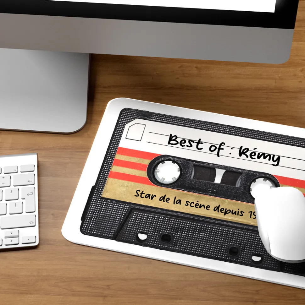 Coffret rétro K7 - Tapis de souris et mug personnalisés