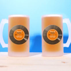 Coffret rétro vinyle - Chope de bière et sous-verres personnalisés