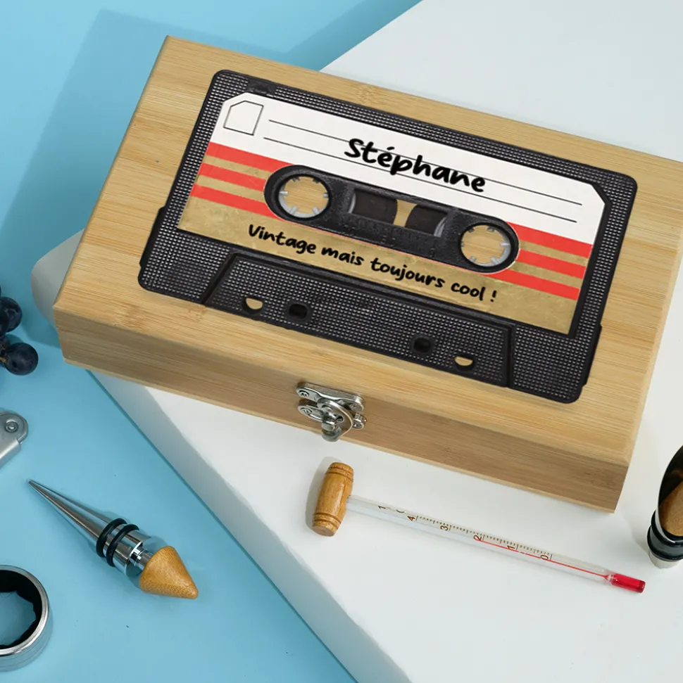 Coffret sommelier personnalisé - Retro K7 audio