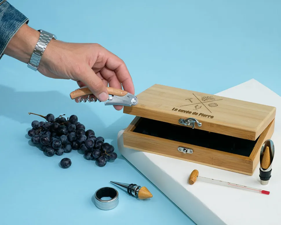Coffret sommelier personnalisé - 5 accessoires - Message