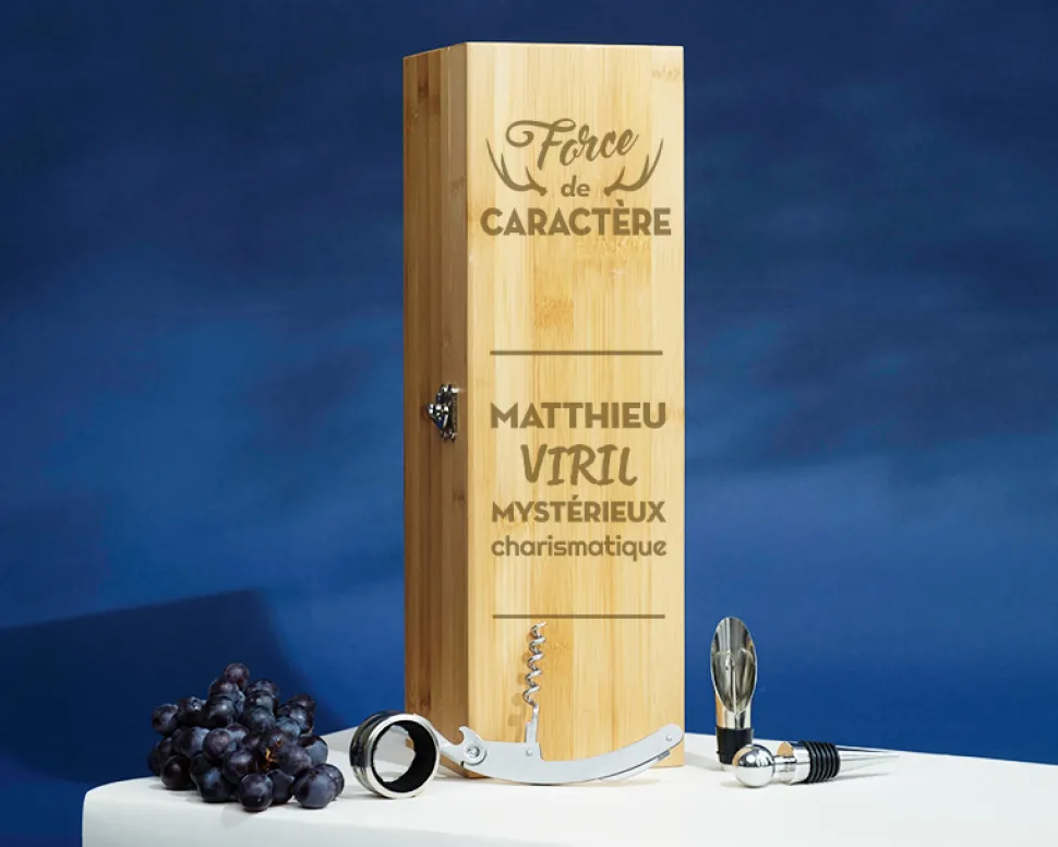 Coffret sommelier personnalisé - 4 accessoires - Force de caractère
