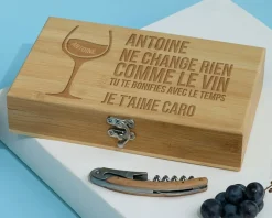 Coffret sommelier personnalisé anniversaire - 5 accessoires - Citation