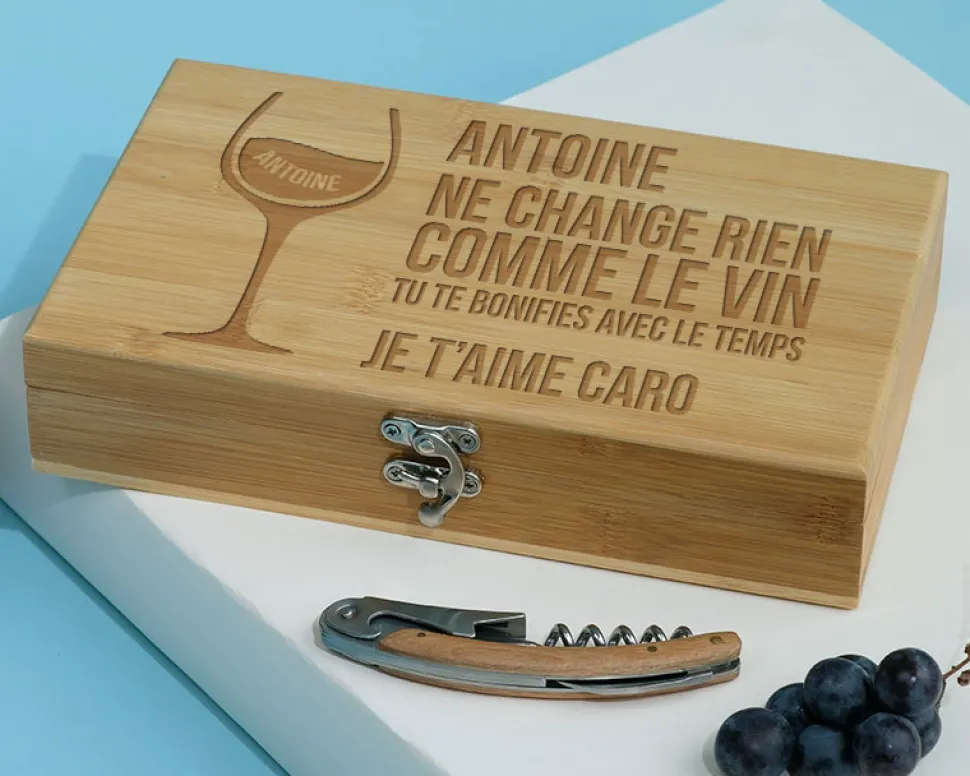 Coffret sommelier personnalisé anniversaire - 5 accessoires - Citation