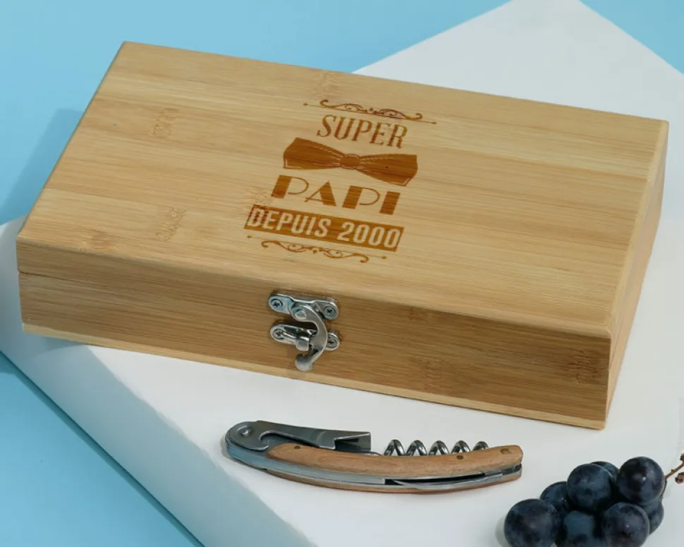 Coffret sommelier personnalisé - 5 accessoires - Meilleur Grand-Père