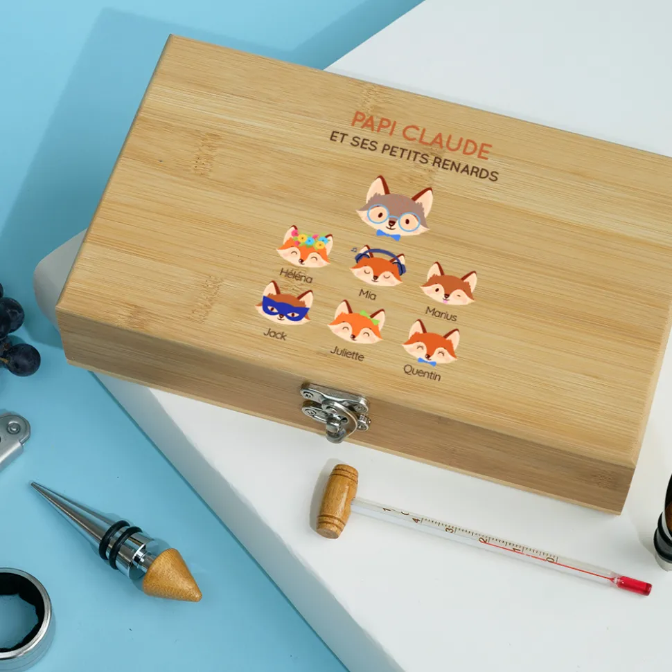 Coffret sommelier personnalisé - 5 accessoires - Papi Renard