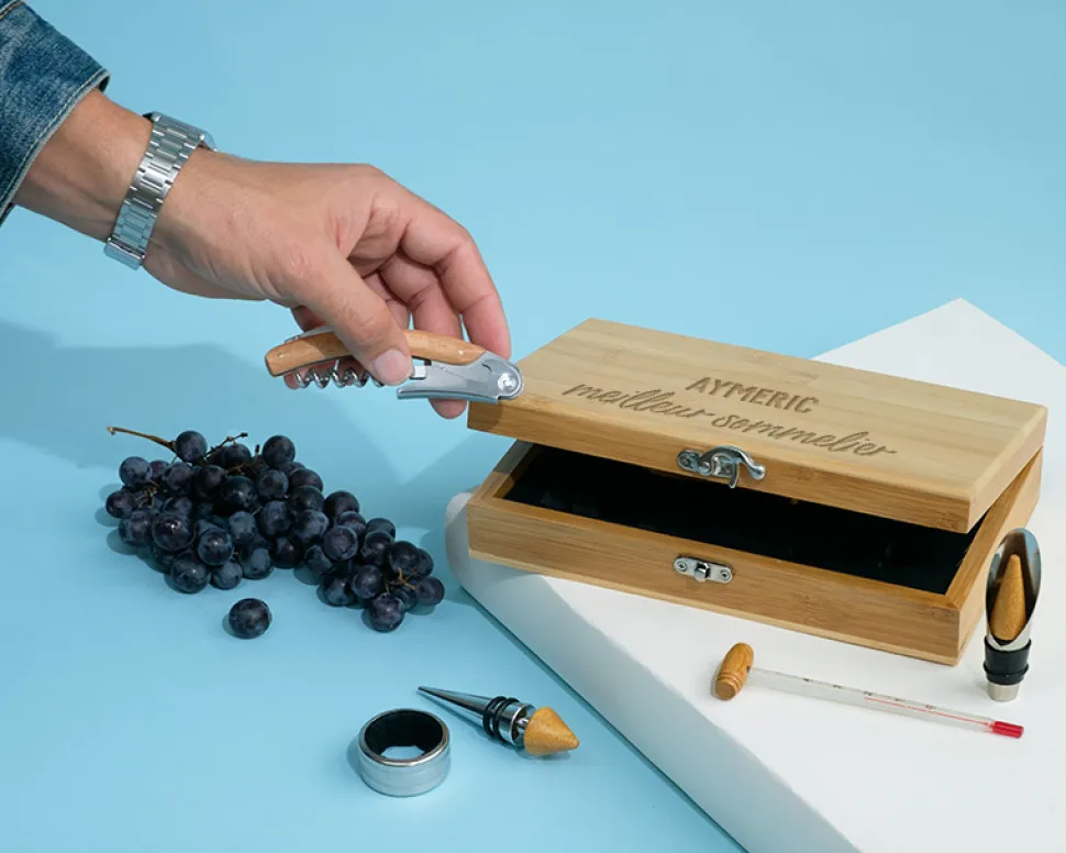 Coffret sommelier personnalisé - 5 accessoires - Texte