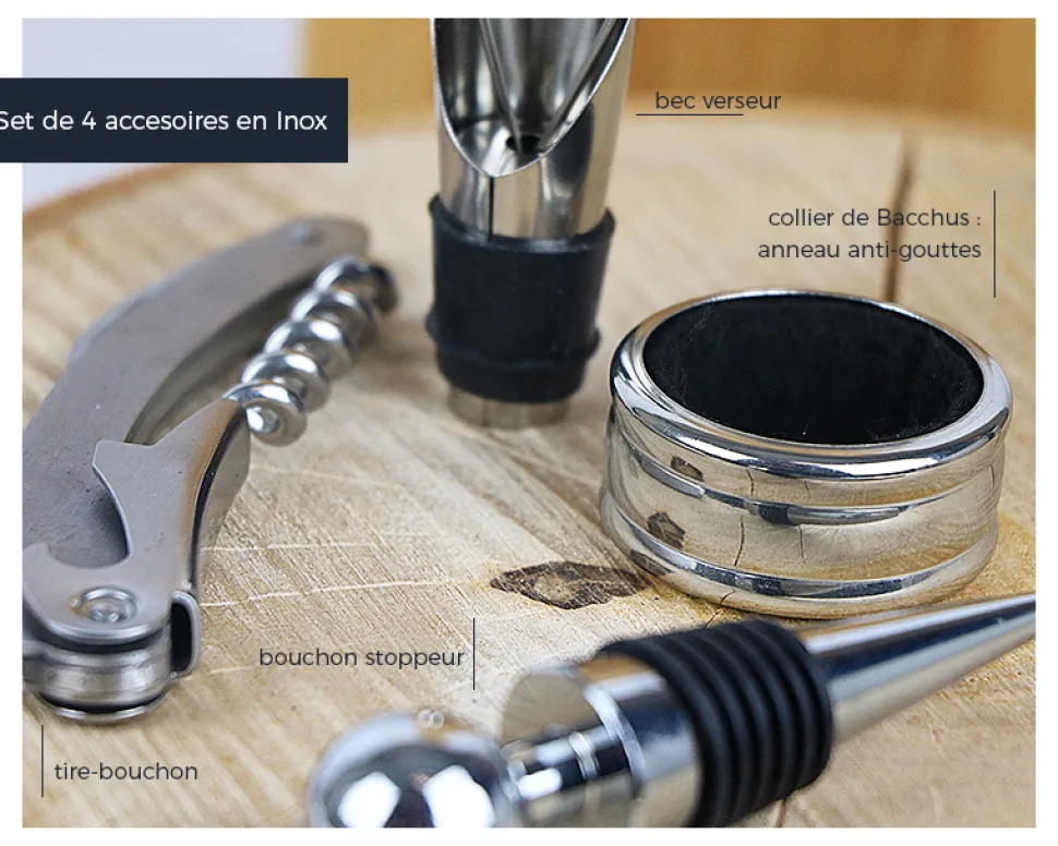 Coffret sommelier personnalisé - 4 accessoires - La cave de