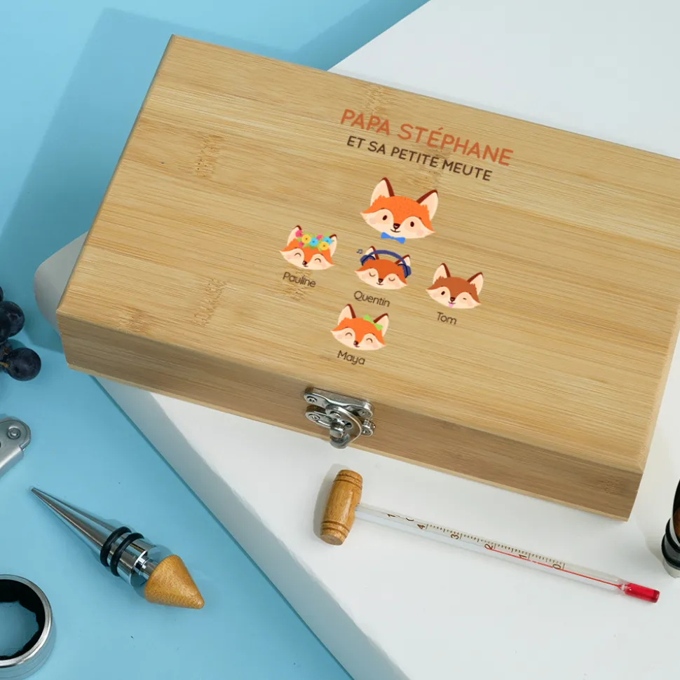 Coffret sommelier personnalisé - 5 accessoires - Papa Renard