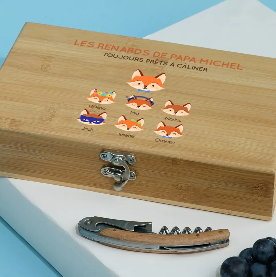 Coffret sommelier personnalisé - 5 accessoires - Papa Renard