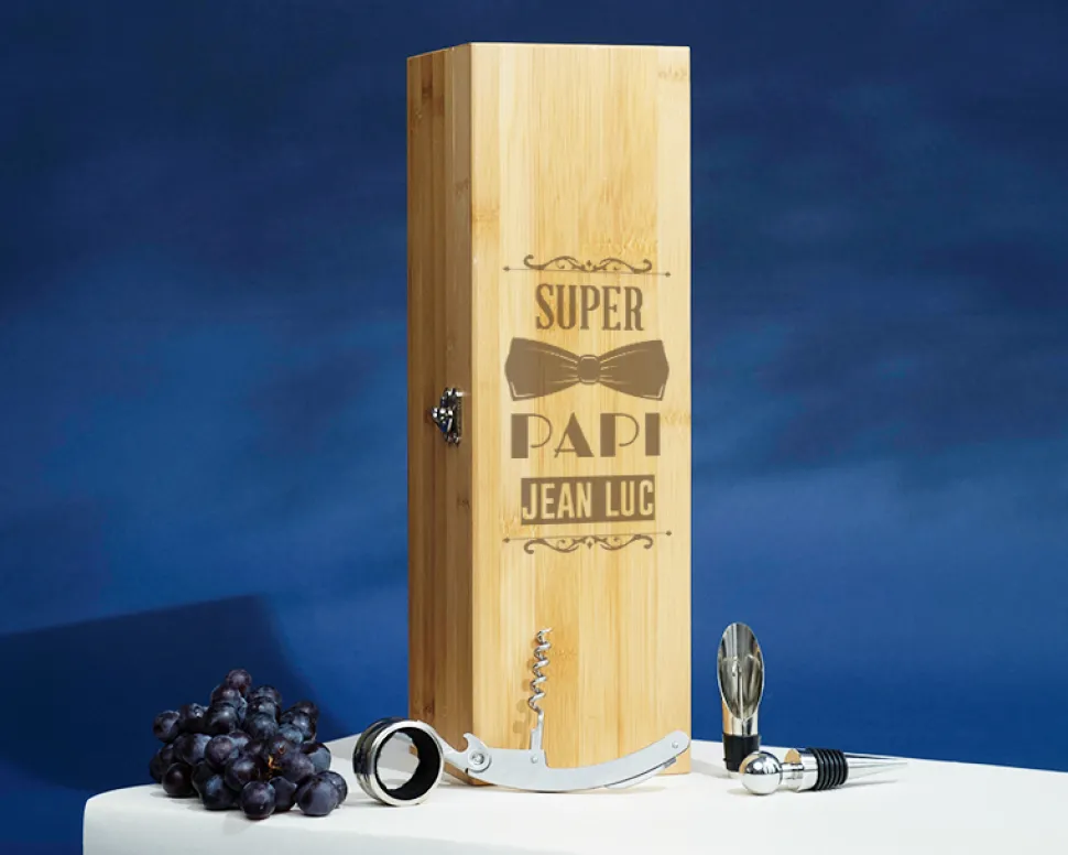 Coffret sommelier personnalisé - 4 accessoires - Meilleur Grand-Père