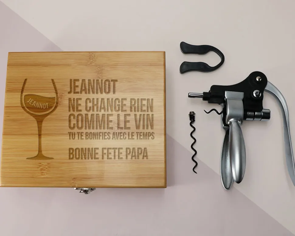 Coffret tire-bouchon personnalisé - Citation