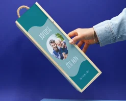 Coffret vin personnalisé photo avec bouteille de vin rouge - Papa