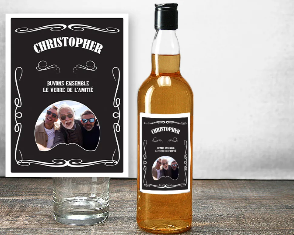 Coffret whisky - Verre à whisky et bouteille de whisky personnalisés