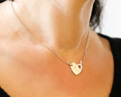 Collier Coeur barette en Argent véritable
