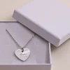 Collier Coeur gravé Message d'amour en argent véritable