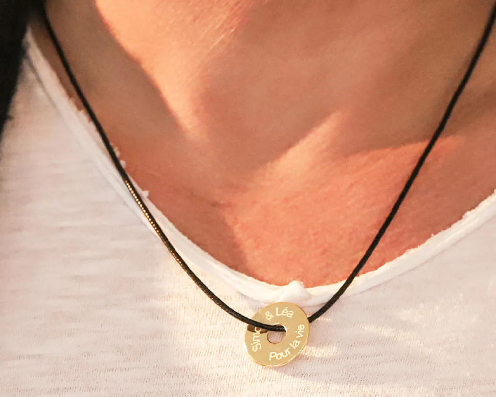 Collier homme personnalisé jeton sur cordon