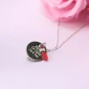 Collier médaille argent véritable - Pompon rouge ou bleu