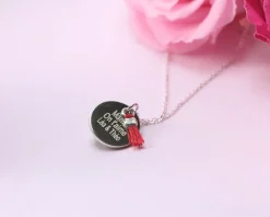 Collier médaille argent véritable - Pompon rouge ou bleu