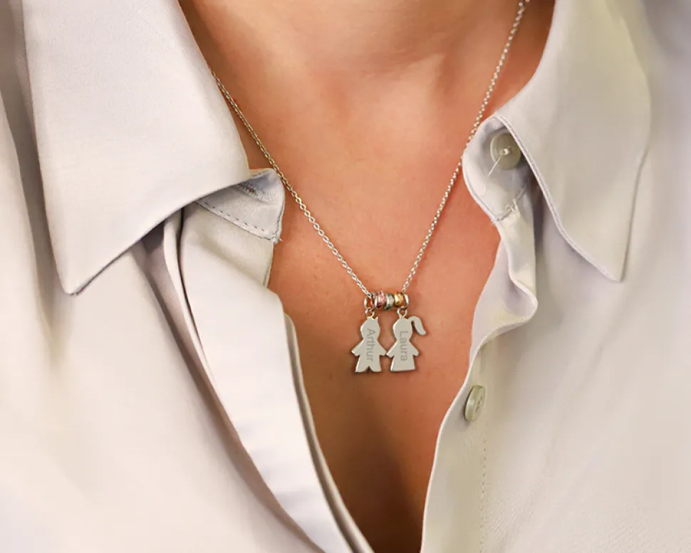 Collier personnalisé avec pendentifs enfants - Argent