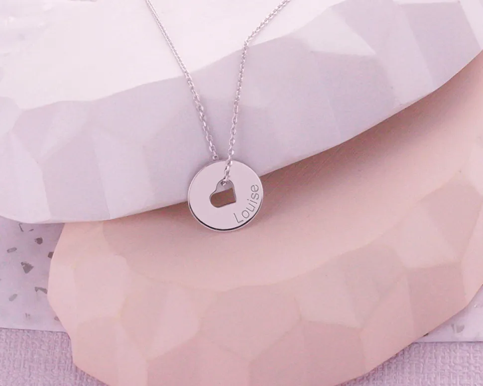Collier personnalisé Jeton coeur en Argent véritable