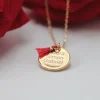 Collier personnalisé plaqué Or 18 carats - Pompon rouge ou bleu