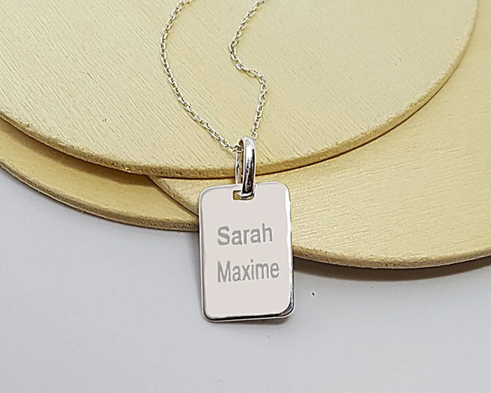 Collier plaque Homme en Argent véritable