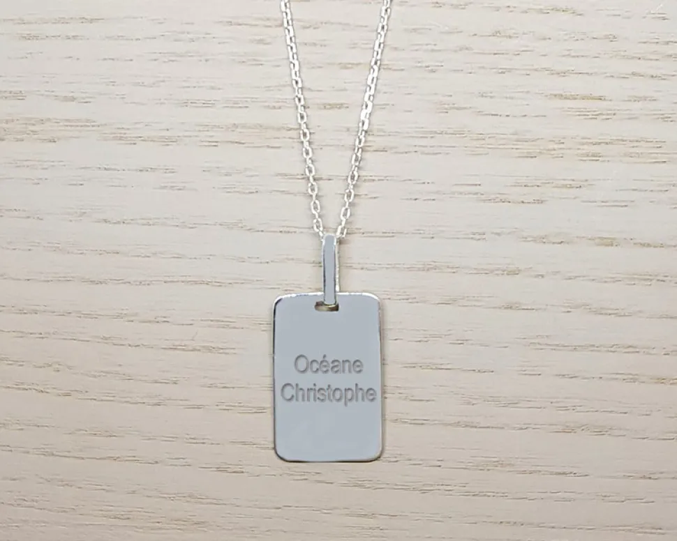 Collier plaque Homme en Argent véritable