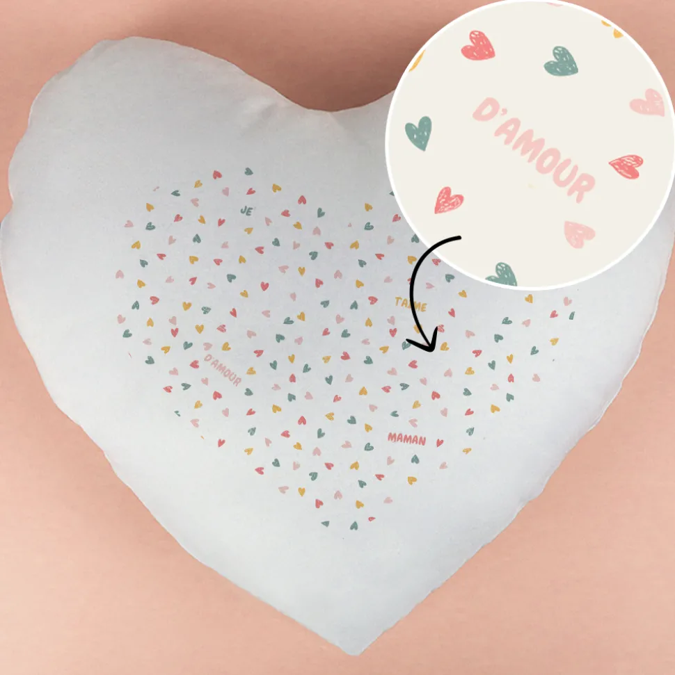 Coussin coeur personnalisé - Message Secret